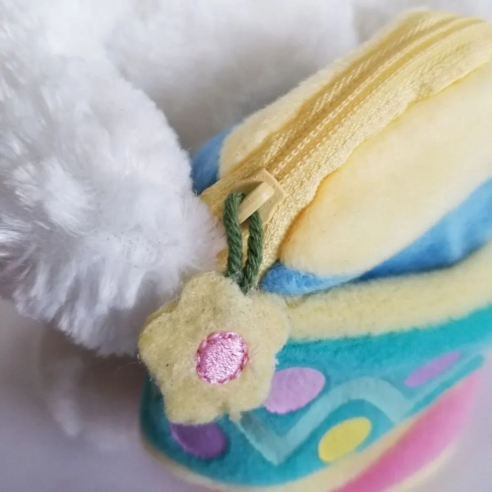 Hallmark White Easter Bunny Rabbit plush egg purse pouch zippered pocket 8